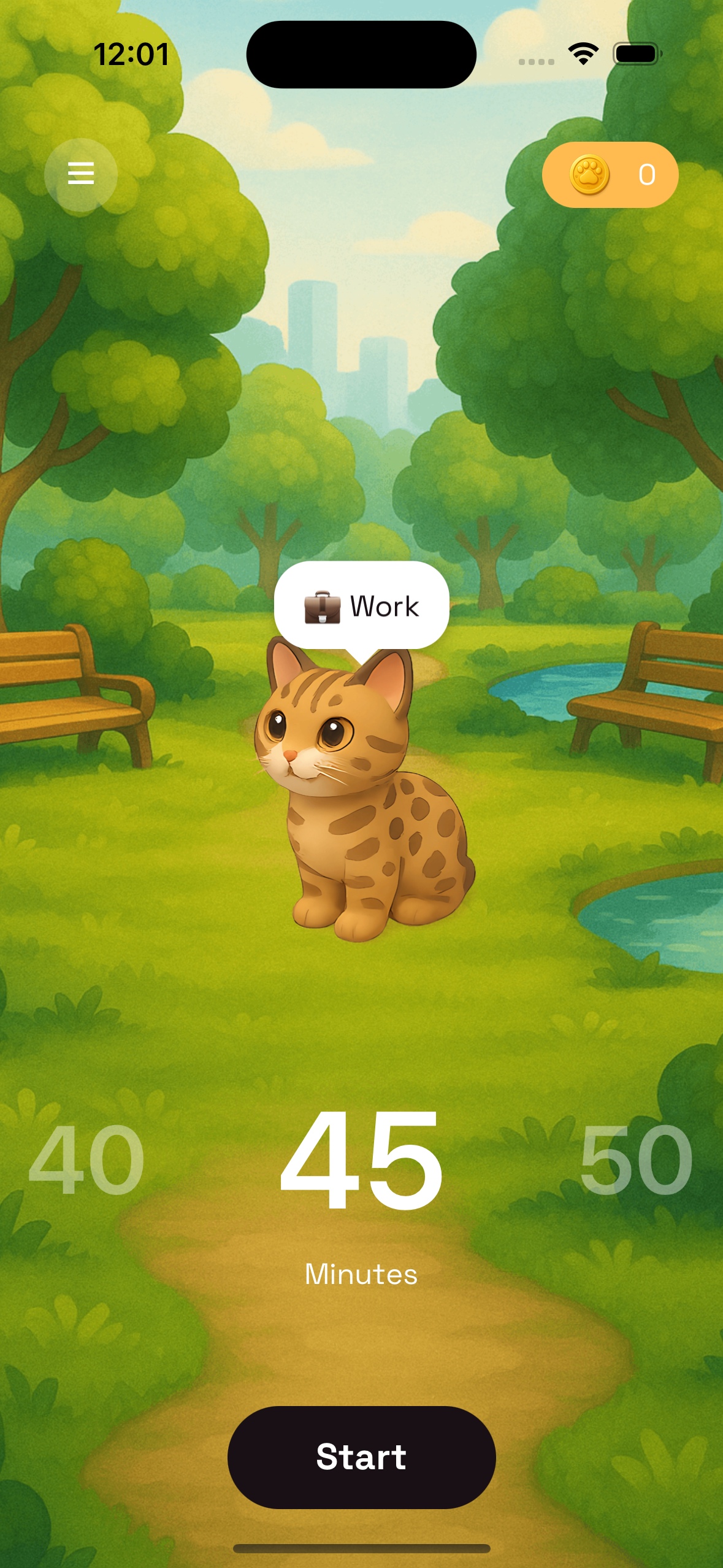 Purrrductive App - Day Mode with Orange Tabby Cat